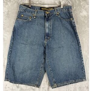 NWT Nautica Jeans Company Men's Big Baggy Denim Shorts Size 31 Blue